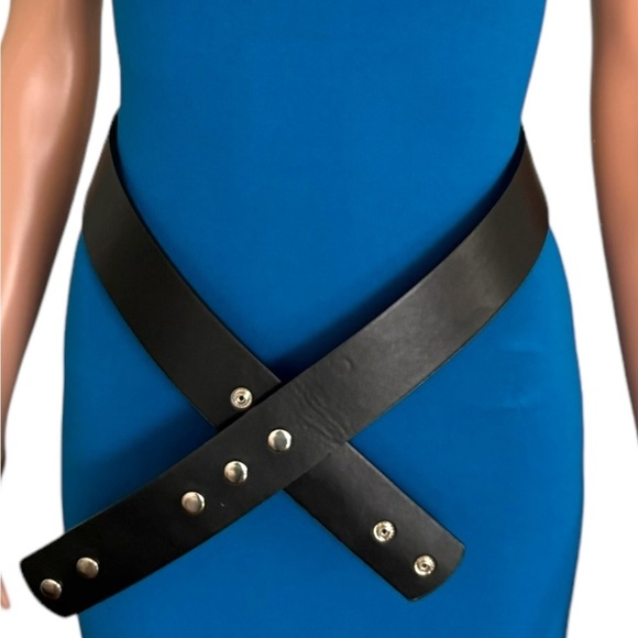 Behind the Buckle Accessories - Behind the Buckle‎ Black Leather Western Cowgirl Adjustable Belt Unisex 43:5”